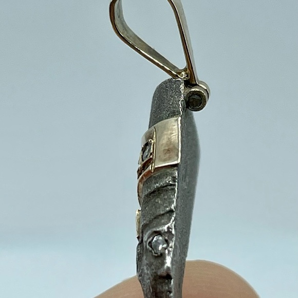 Vintage Unique Carved Pyrite 14k Gold CZ Nefertiti Pendant/Charm - Picture 2 of 14